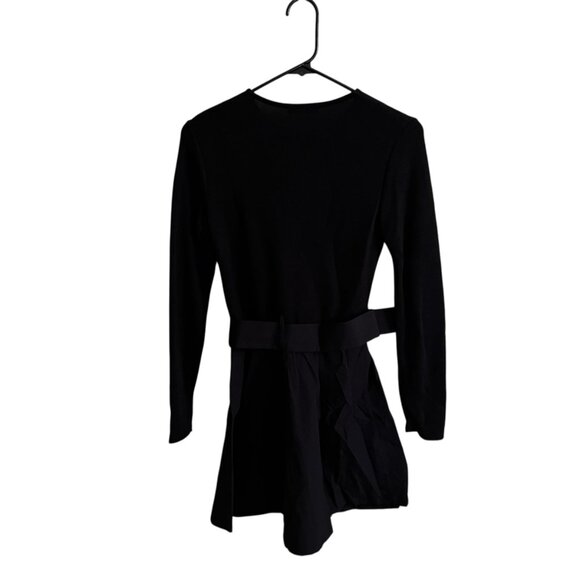 Zara Black Belted Long Sleeve Mini Dress Chic & Sustainable Minimalist Sz Small - Picture 6 of 10